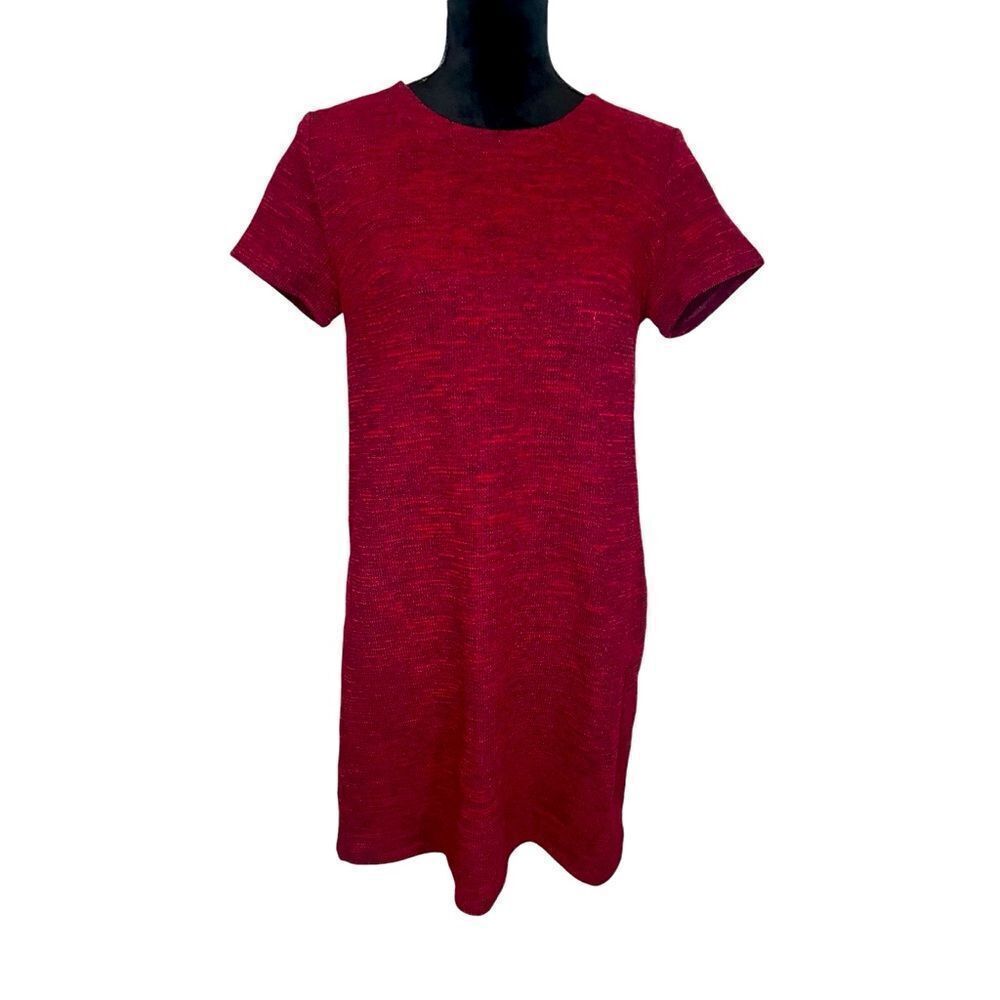LOFT RED SHIFT KNEE LENGTH BOW TIE BACK CLASSIC & COMFY WOMENS DRESS SIZE 8